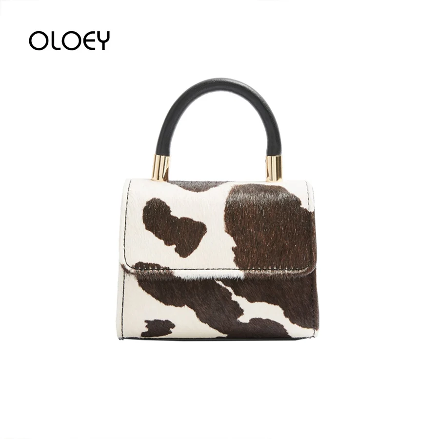 Cute Mini cow pattern handbag women bags designer leather shoulder bags vintage Female small square bag lady crossbody bag Bolsa