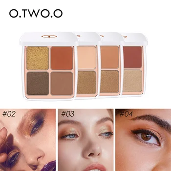 

O.TWO.O 4 Colors Matte Shimmer Eyeshadow Palette Nude Mineral Eye Shadow Powder Pigment Cosmetic Waterproof Shadow Makeup Kit