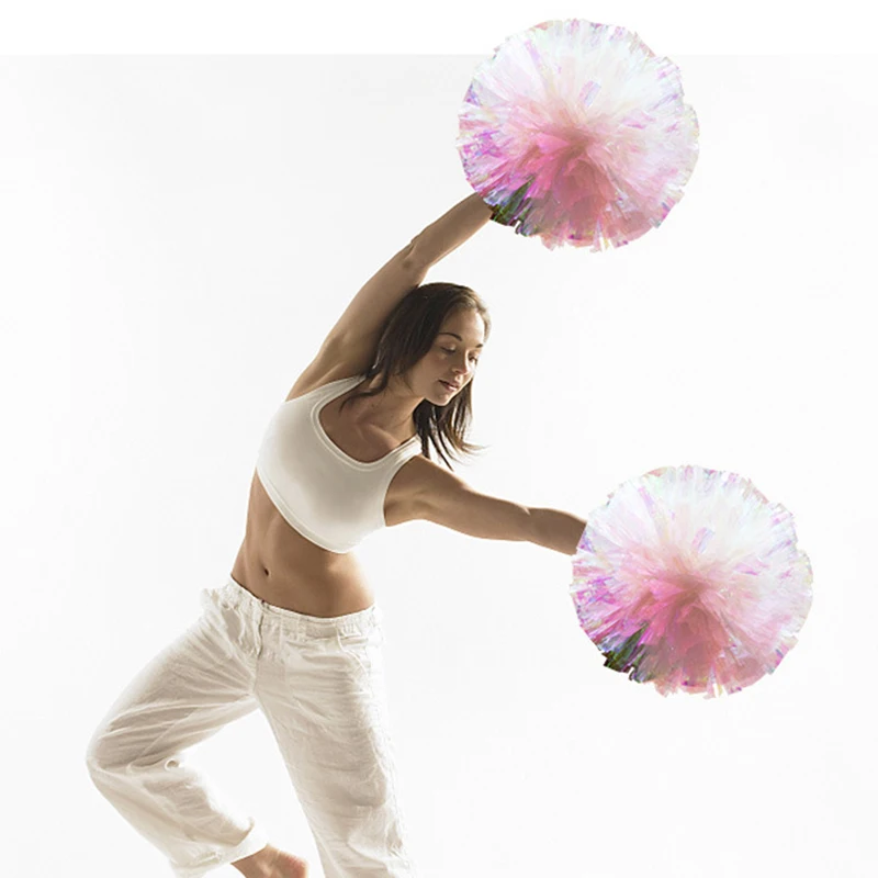 2 pieces colorfast rainbow Cheerleader Pom Poms colorful Cheerleading Pompoms Cheer Pom Hand Flower Aerobics Balls Sports