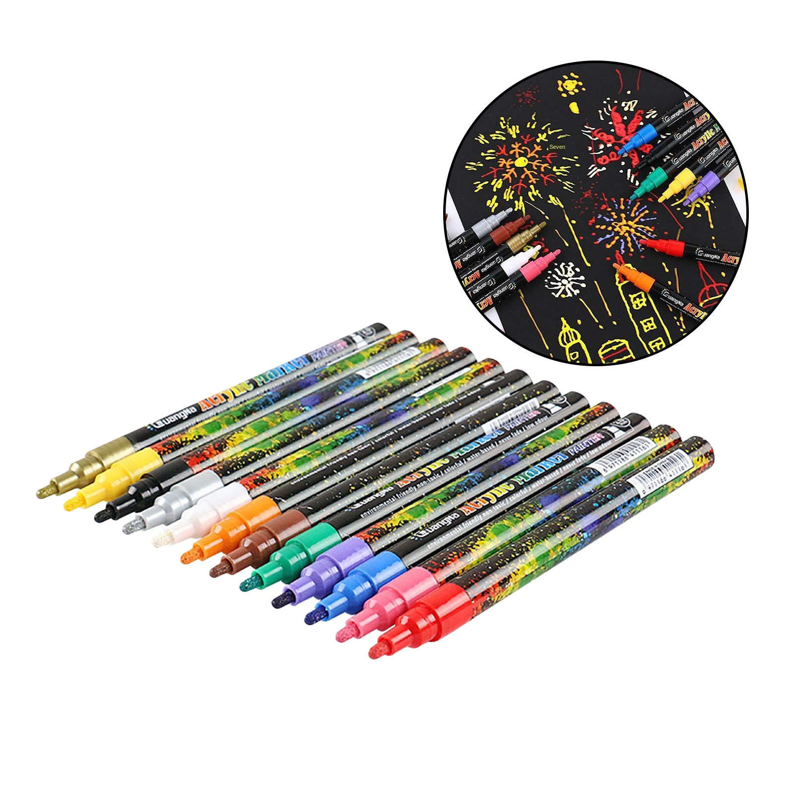 2mm Fine Tip Paint Pens, Set of 12 , Home DIY Painting, Scratchbook Coloring, Greeting Card Making Art Markers