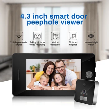 

4.3" LCD Doorbell Video Peephole Viewer Door Bell Eye Doorbell 120 Degree Motion Detection Video Night Vision Function