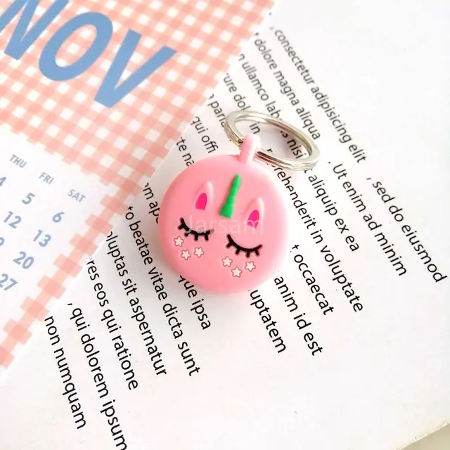 Lovely Cartoon Silicone Soft Protective Sleeve For AirTag Keychain Pet Child Anti-lost Device for Air Tag Protect Case Cover Pinkhorse