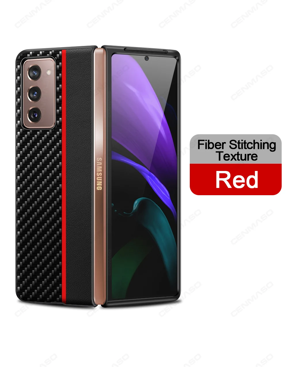 For Samsung Galaxy Z Fold 2 Case CENMASO Original Carbon Fiber Texture Leather Shockproof Back Cover For Samsung Fold2 5G Case