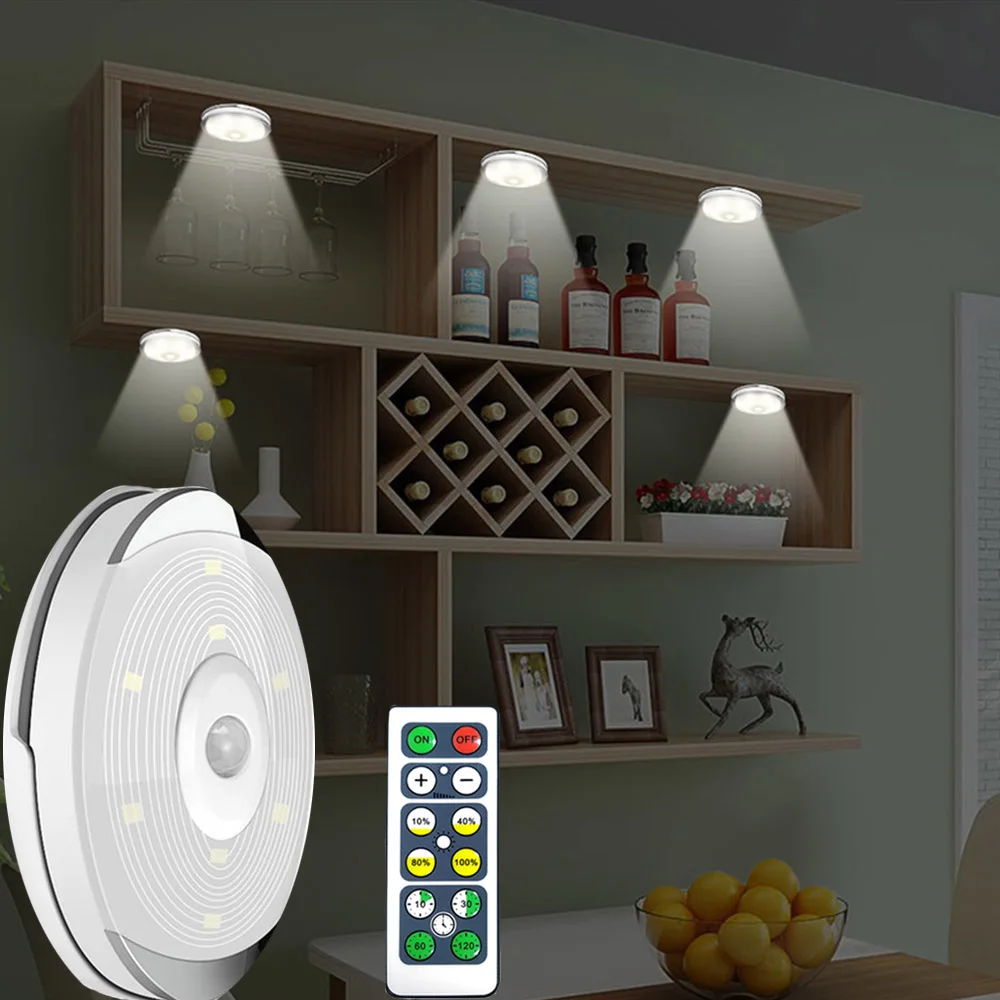 

New LED Under Cabinet Light Wireless for Wardrobe Cupboard Closet Bedroom Kitchen Lamp Dimmable Night Lights with Controller