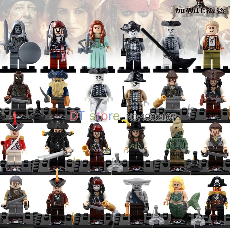 

24pcs Pirates of the Caribbean action figures Captain Jack Sparrow David Maccus Santos Henry Figures Building Block Toys KSZ515