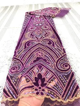 

French Net Lace Fabric With Sequins Velvet Fabric 2020 High Quality Lace African Voile Lace For Wedding