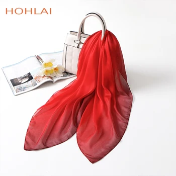 

Long Satin Silk Scarf Winter Ladies Gradient Green Scarf Shawl Top Grade Brand Scarves Simple Plain Head Scarf 90cm*90cm