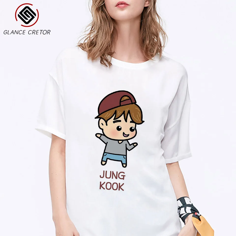 Kpop уличная футболка JIMIN V JUNGKOOK Топ Футболка с принтом топы Мужские корейские
