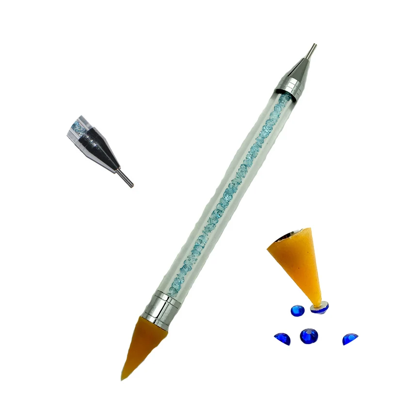 1 шт./компл. с хрустальными бусинами двойным наконечником для маникюра гвоздики