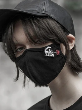 

Punk Rave Women's Goth Skull Rose Embroidered Mask PS-125