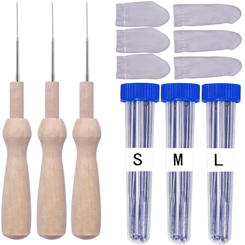 

LMDZ Wool Felting Needles Tool Felting Needle with Eight Needles Needle Felting Kits Needle Felting Supplies Leather Finger Cot