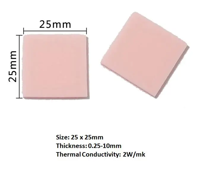 25*25mm Variety of thickness Thermal Pad 2W Heatsink Cooling Conductive