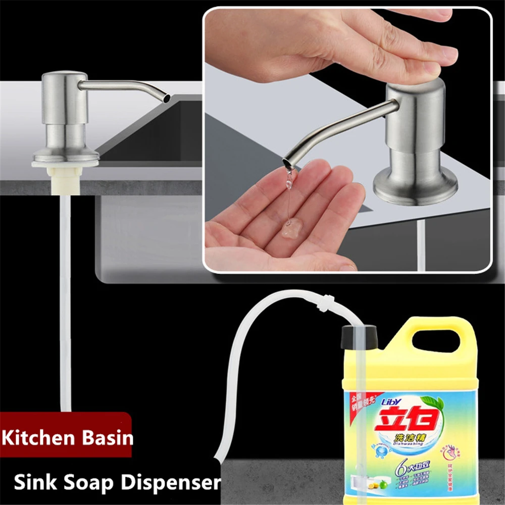 

Kitchen Basin Liquid Soap Dispenser Kit Sink Soap Dispenser Pump Head with Extension Tube Press Detergent Bathroom Accessories