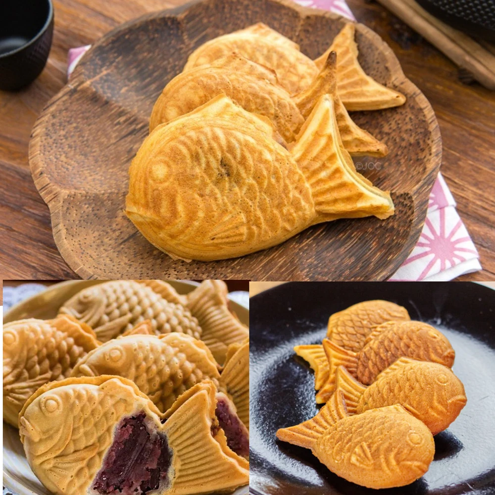 2 Molds Taiyaki Fish Shaped Octopus Balls Waffle Pan Non-stick Cake Bake Bakeware DIY Kitchen Tools Dessert Cooking Pan Plate