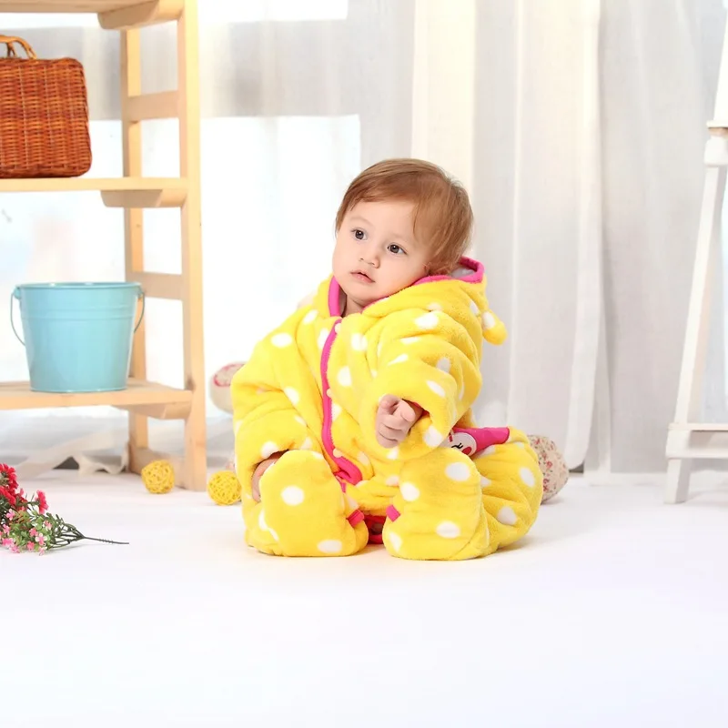 Clearance Sale Baby Girls Rompers Winter Coral Fleece Kids Boy Clothing Set Cartoon Hooded Newborn Clothes Warm Infant Jumpsuits - Цвет: 359-MF