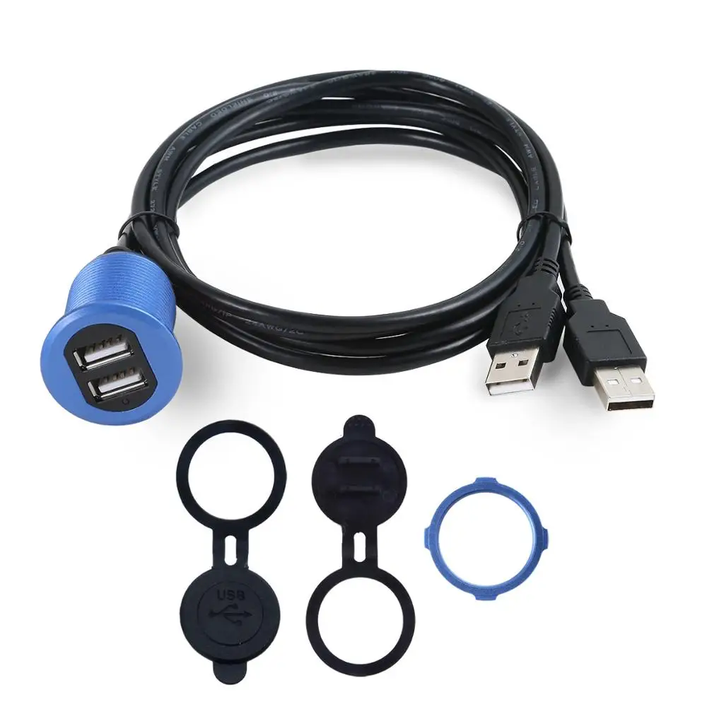 Автомобильный Ван приборной панели заподлицо светодиодный светильник двойной USB алюминиевый сплав Разъем удлинитель панель кабель