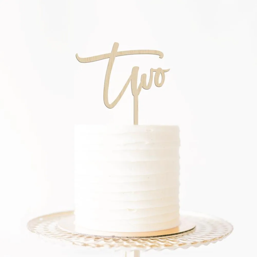 

New Arrival Number 2 Cake Topper Baby Shower Birthday Party Age Two 2nd Cake Accessory Supplies Wooden Acrylic Party Favors