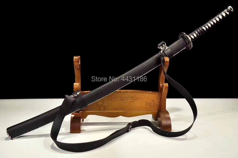 High Quallty Leather Saya Japanese Samurai Sword Katana Full Tang Damascus Folded Steel Blade Sharp Handmade Knife