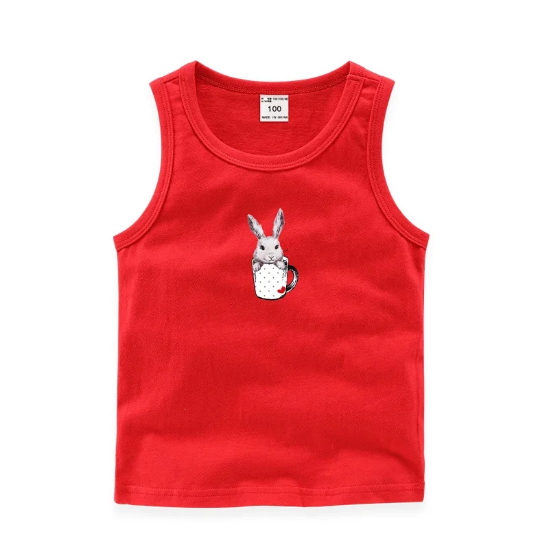 

2019-Children Pure Cotton BOY'S Children Sleeveless Girls Baby Base Shirt Vest Advertising Shirt Customizable