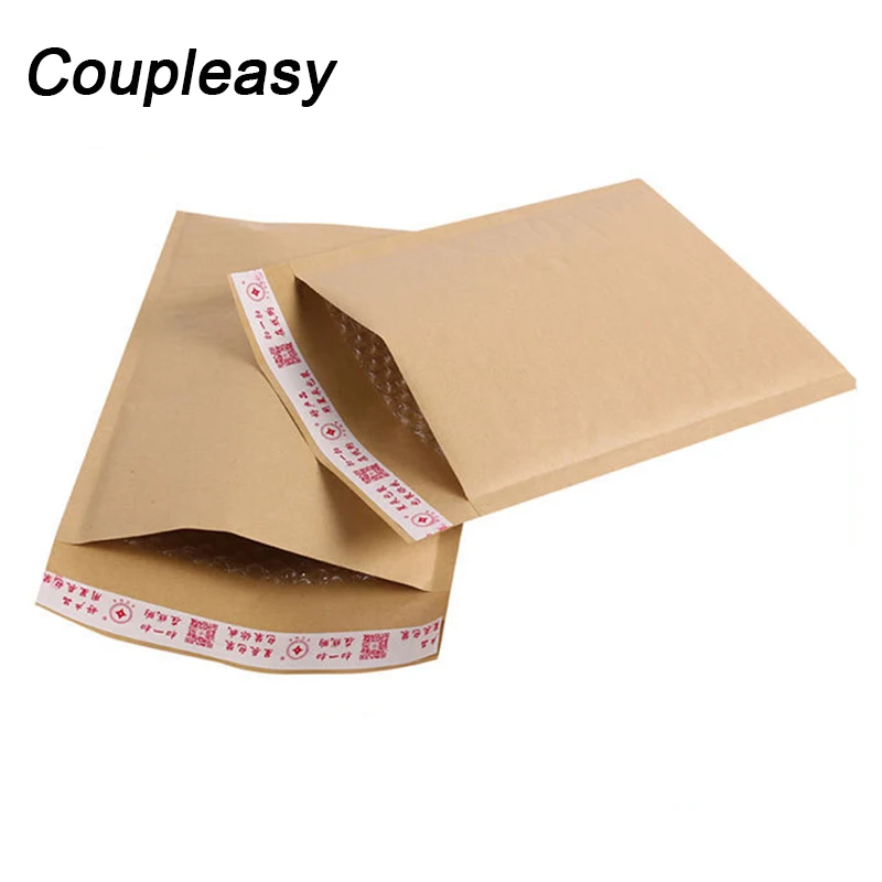 100pcs envelope de bolha de papel kraft natural à prova de choque bolha de correio adesivo selo automático sacos de envio suprimentos de negócios