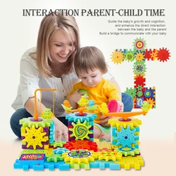 Kit de construction avec engrenages électriques 3D, blocs de briques en plastique, jouets éducatifs pour enfants, cadeaux de noël, 81 pièces, 3WBOX 