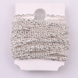 Versatile Multi - Color Flat Chain for DIY Jewelry Making - 5m Pack (Rhodium)