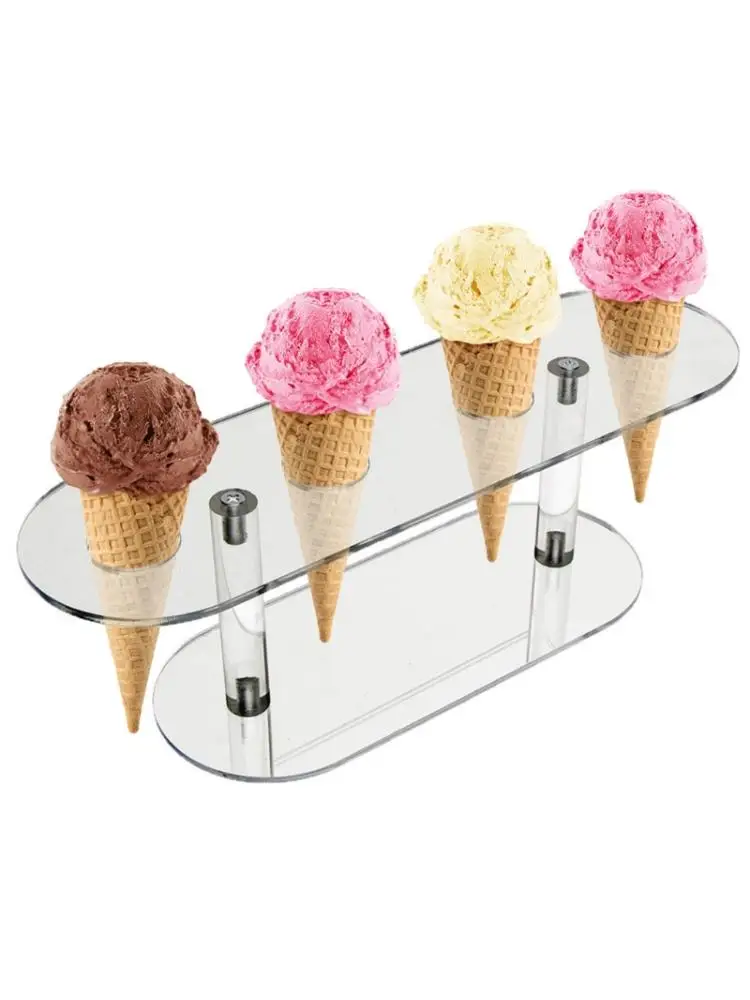 Baking Rack Acrylic Ice Cream Snow Cone 8 Hole Display Stand Holder 