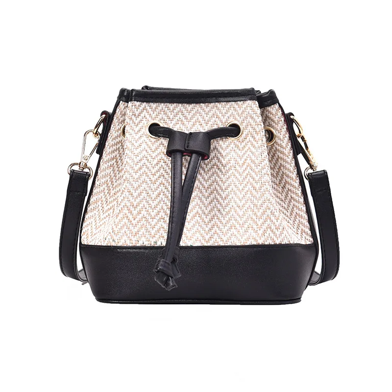 

New Arrival Bag Women's Shoulder Straw Bag INS Autumn And Winter 2019 New Style Simple Pull-belt Bucket Bag Shoulder Bag