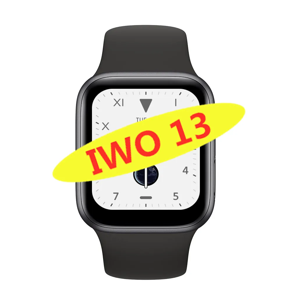 Умные часы IWO 13 1:1 series 5 44 мм PK IWO 10 11 12 для apple iPhone 11 max IOS Android phone smartwatch человек ip68 водонепроницаемый - Цвет: black