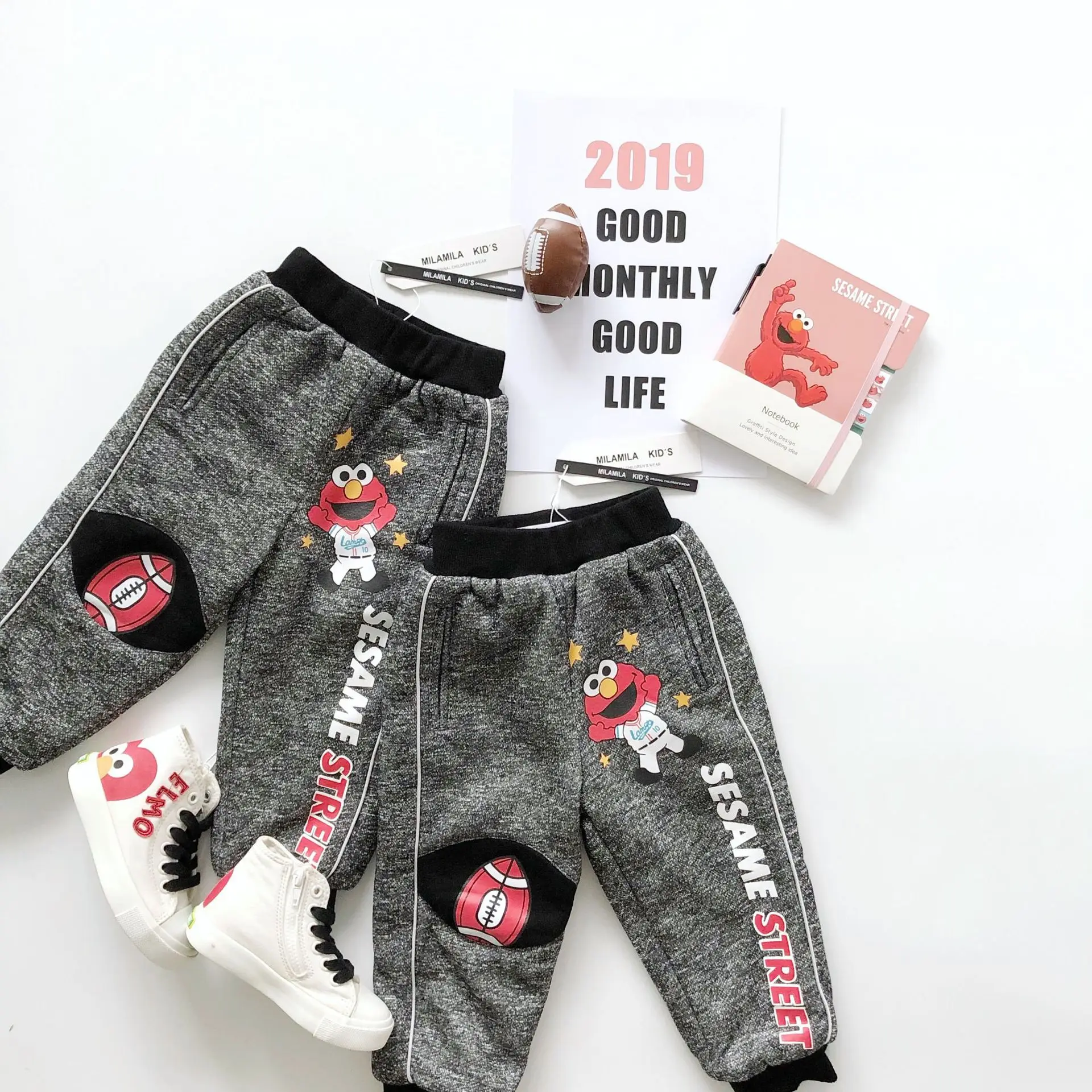 Tonytaobaby/зимнее платье; Новинка; одежда для маленьких мальчиков и девочек; черные, серые бархатные брюки для регби; повседневные штаны с героями мультфильмов