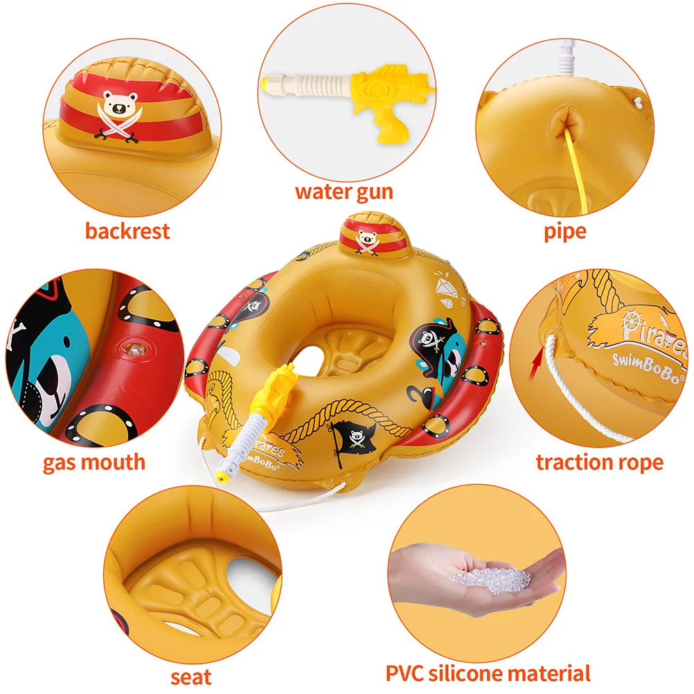 Baby Swimming Pool Float With Water Gun Accessories Swim Ring Inflatable Floating Fun Toys Swim Seat Boat For 3-6Y 4