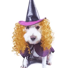 Хэллоуин собаки Косплей Костюм волшебника плащ с шляпой комплект одежды головной убор Косплей Аксессуары