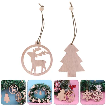 

24Pcs Christmas Tree Hanging Decoration Wooden Hollow Snowflake Shape Hangings