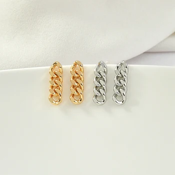 

Copper Plated 14K Gold Plated Flat Chain Silver Needle Ear Stud DIY Earrings Ear Stud Ear Pendant Ornament Accessories 2pcs