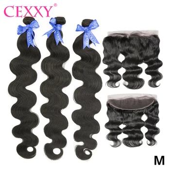

CEXXY Brazilian Hair Weave Bundles Body Wave Bundles With Frontal 13x4 Lace Frontal Remy Human Hair Free Shipping