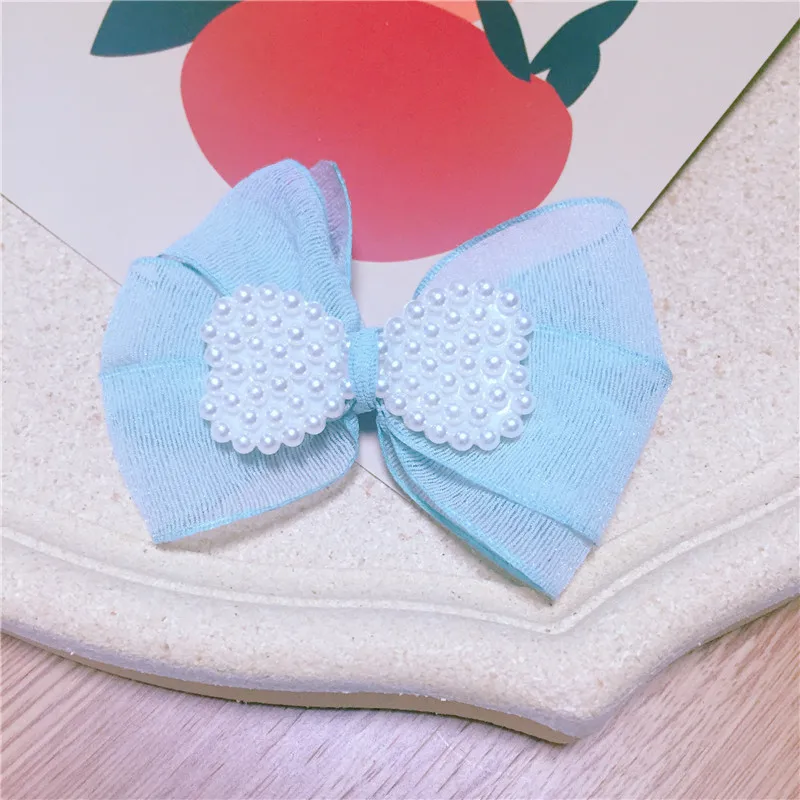 2Pcs Korean Pearl Bow 10cm Handmade DIY Decoration Craft Kwaii Sewing For Bogs Garment Hair Accessories Wedding Decor
