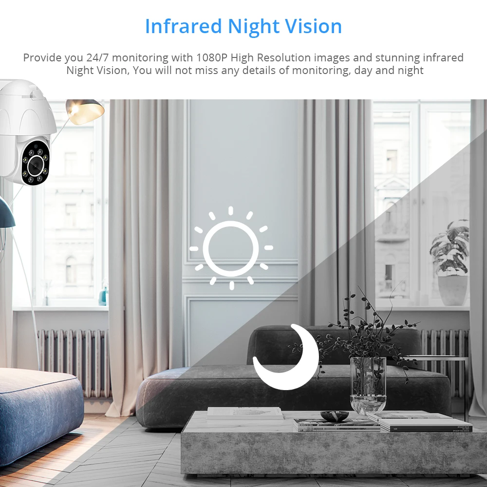 Zclever 1080P PTZ купольная камера с автоматическим отслеживанием, беспроводная Wi-Fi ip-камера, скоростная купольная панорама, наклон X, цифровой зум с двухсторонним аудио