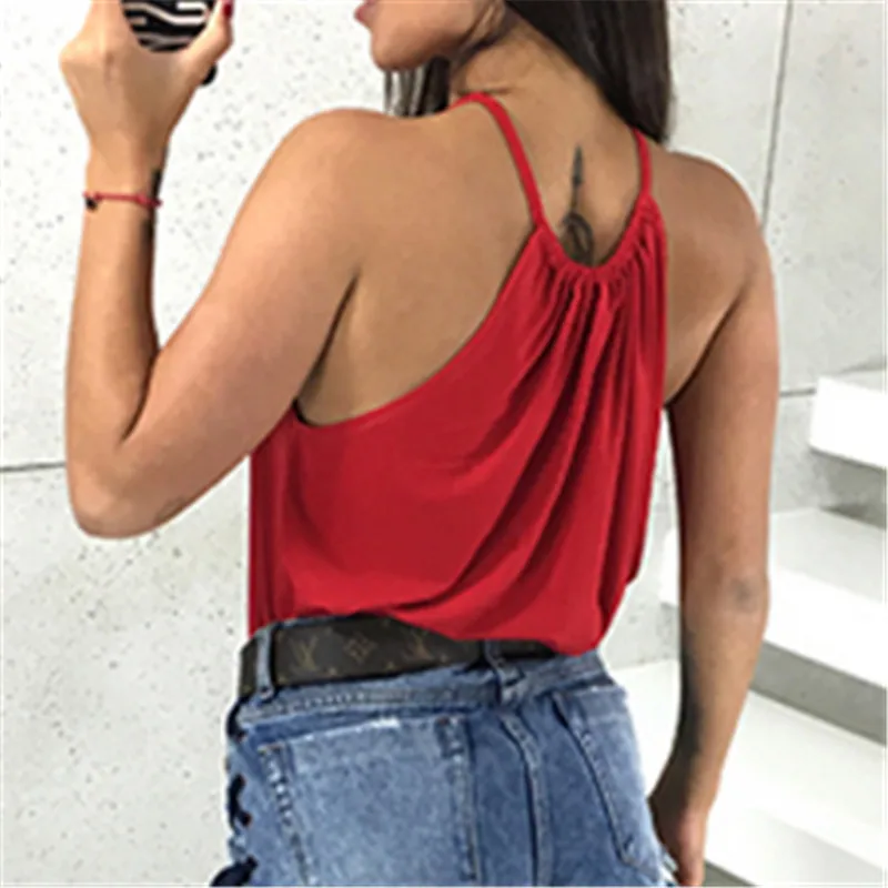 Halterneck топ Slim Fit сексуальные жилеты для вечеринки Холтер женские осенние повседневные элегантные эластичные современные женские майки