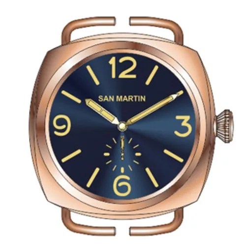 Сан-Мартин кварцевые часы для мужчин из нержавеющей стали для дайвинга Часы с сапфировым стеклом 200 м Водонепроницаемость коричневым кожаным ремешком женщи - Цвет: bronze blue dial