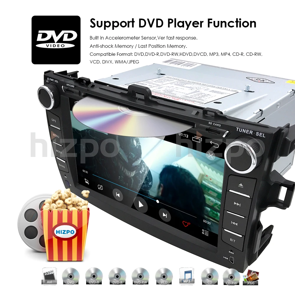 Excellent 8" 2Din Android 9.0 Car DVD GPS Player For Toyota Corolla 2007-2011 Bluetooth WIFI OBD2 Touch Screen 4-Core +Map+Free Camera 20