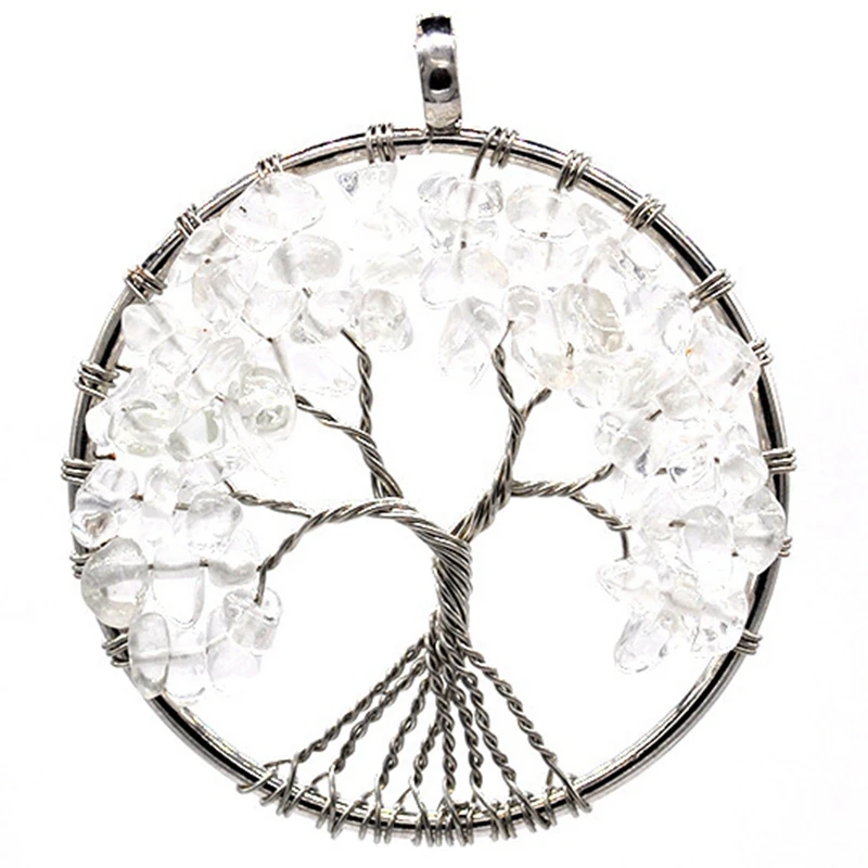 7 Чакра камни кристалл ожерелье s подвески из натурального камня Древо жизни маятниковая Подвеска Ожерелье для женщин Исцеление Рейки ювелирные изделия - Окраска металла: P208
