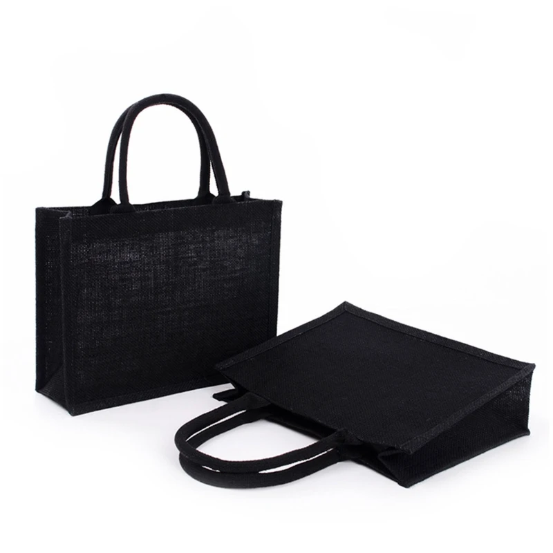 New Women Jute Tote Bags Burlap Bag with Soft HandleShopping Organizer Environmental Storage Handbag