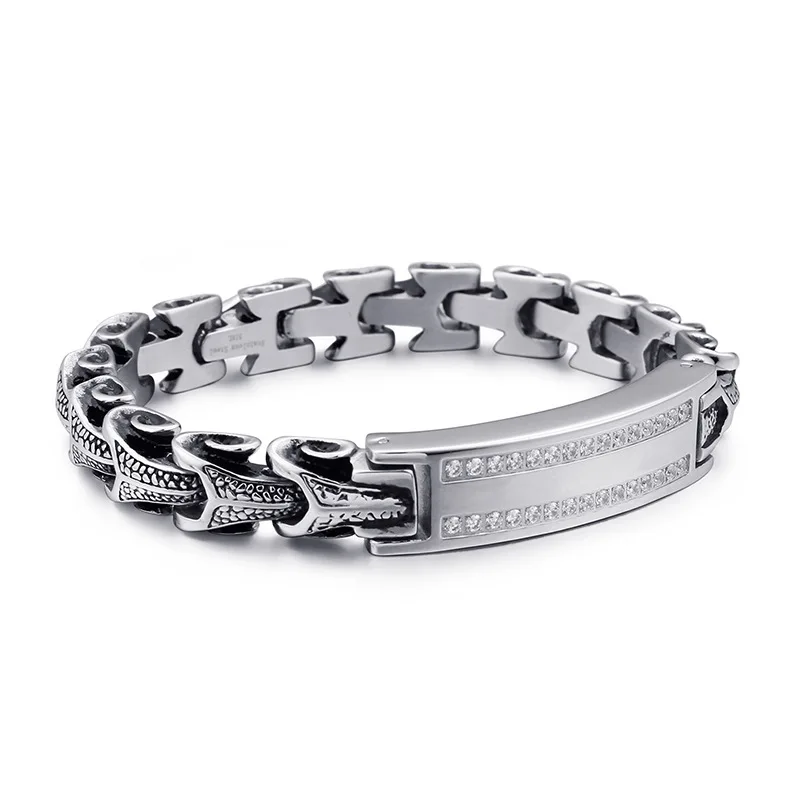 Bracelet 2 Лидер продаж, модный крутой мужской браслет в стиле панк, браслет из нержавеющей стали с бусинами в стиле ретро, серебряный, черный, дракон, кость, браслеты на цепочке, ювелирные изделия - Окраска металла: Bracelet 2