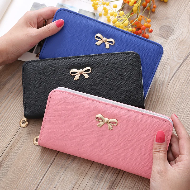 

Manufacturers Direct Selling Solid Color WOMEN'S Bag Wallet Japanese Korean Butterfly Clutch Multi Card Bit Within Zip Coin Purs