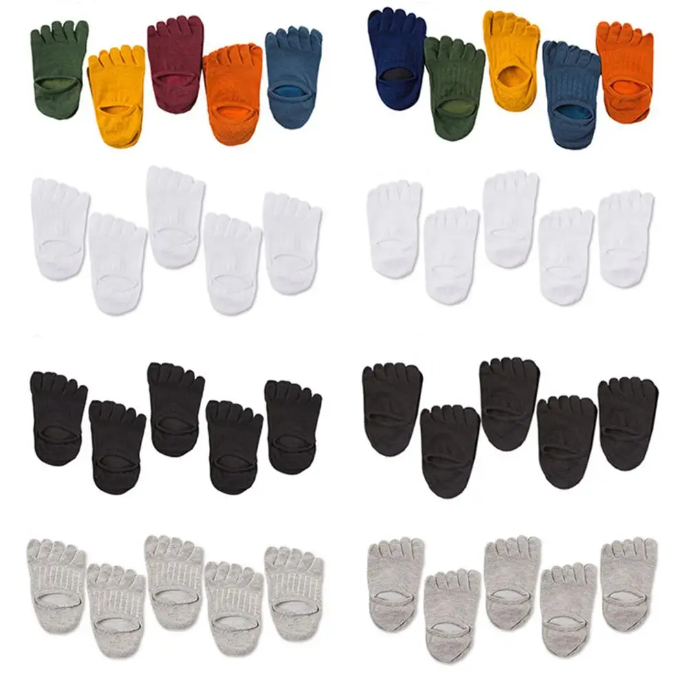 10 Pairs Summer Socks Men Women Five Fingers Anti-Slip Slipper Invisible Boat Socks Sweat-absorbing Very Short Socks with Toes