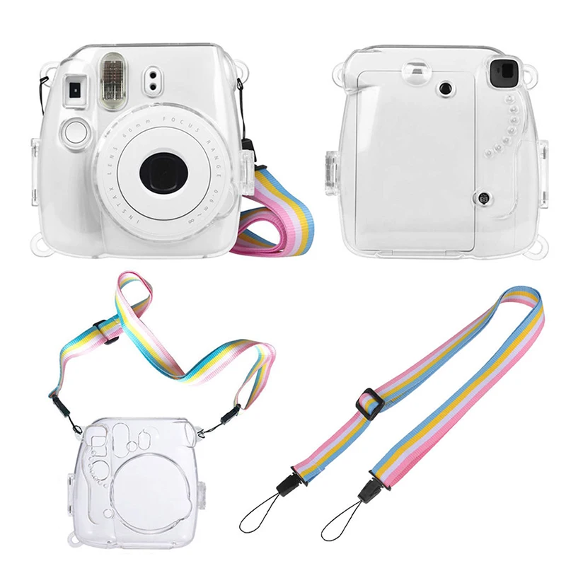 Прозрачный жесткий чехол из ПВХ для камеры с ремешком Fujifilm Instax Mini 9/8/8 + защита от
