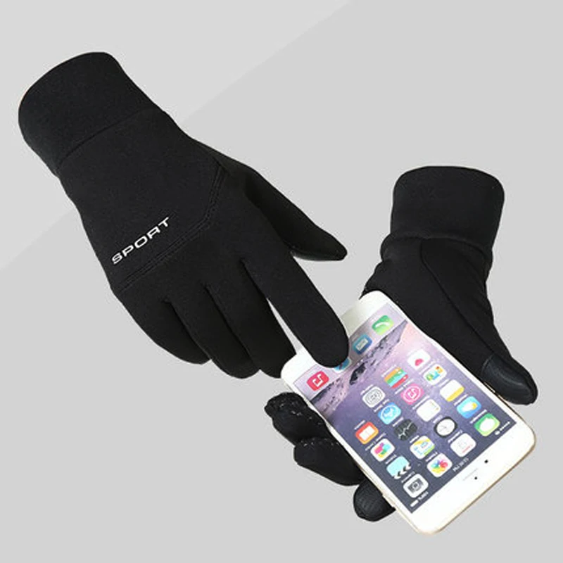 Ветрозащитные спортивные перчатки с сенсорным экраном для мужчин и женщин, зимние теплые флисовые перчатки для бега, противоскользящие велосипедные перчатки