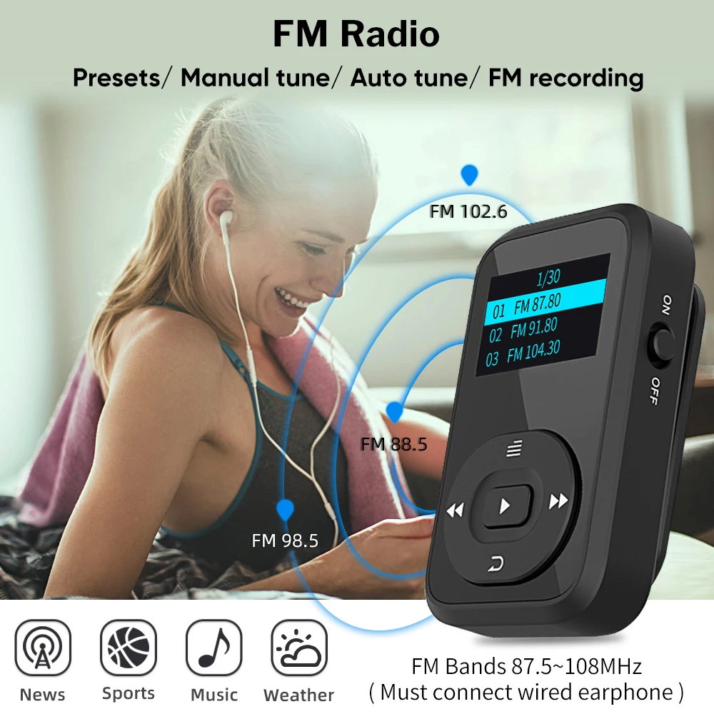 Deelife Running MP3 Play With Bluetooth Sport Clip