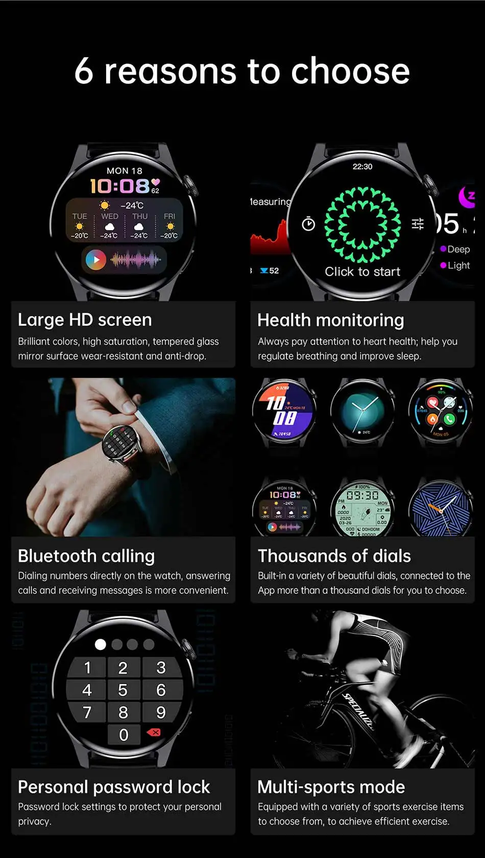 LIGE New Bluetooth Call Smart Watch Men Full Touch Sport