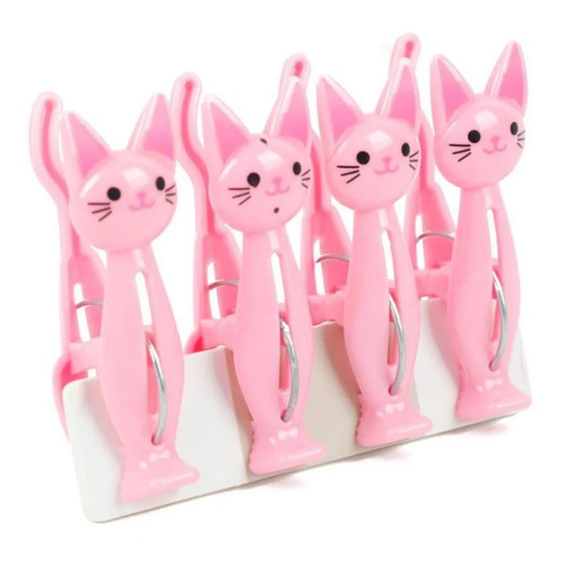 PINK Милый Котик-образный уплотнительный зажим для закусок влагостойкие пластиковые прищепки домашний выделенный портативный zh - Цвет: PINK